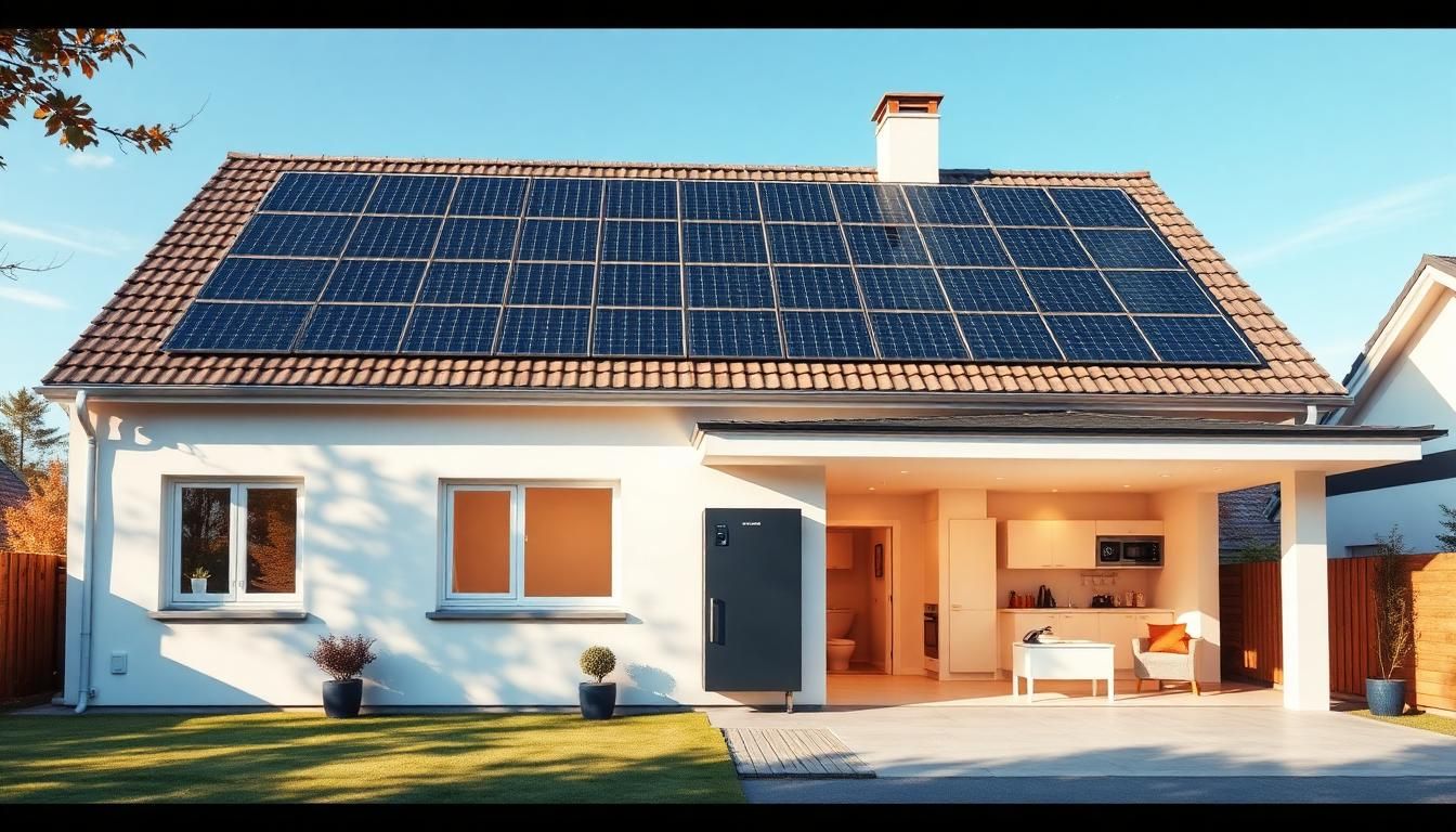 Einfamilienhaus mit Photovoltaikanlage und Stromspeicher